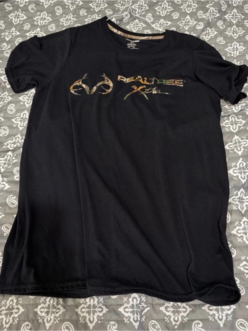 Realtree Black Tee with Camo Logo